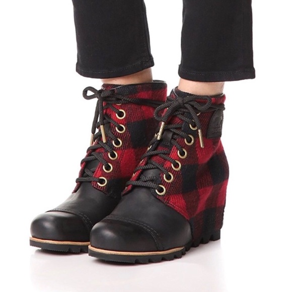 Sorel Shoes - Sorel | PDX Wedge Buffalo Plaid Leather Wedge Boot